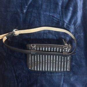 Black Quilted belt bag leather